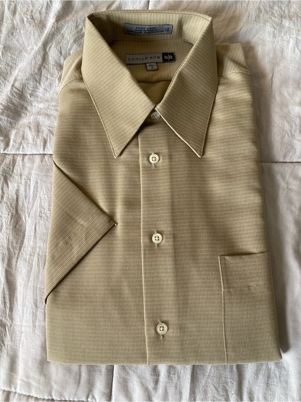 Savile Row Short-Sleeve Dress Shirt in Light Tan